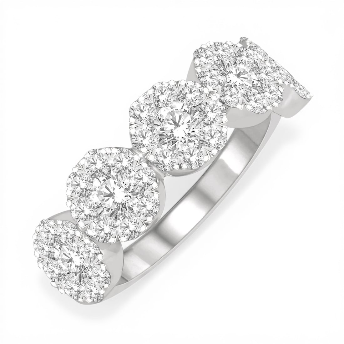 1.52ctw Round Diamond 5-Stone Cluster Band 14K White Gold Ring: An exquisite masterpiece of haute joaillerie, this stunning 5-Stone Cluster ring featuring Natural Diamonds is a true treasure. Showcasing the gems in a Cluster arrangement, the ring consists of 3.15