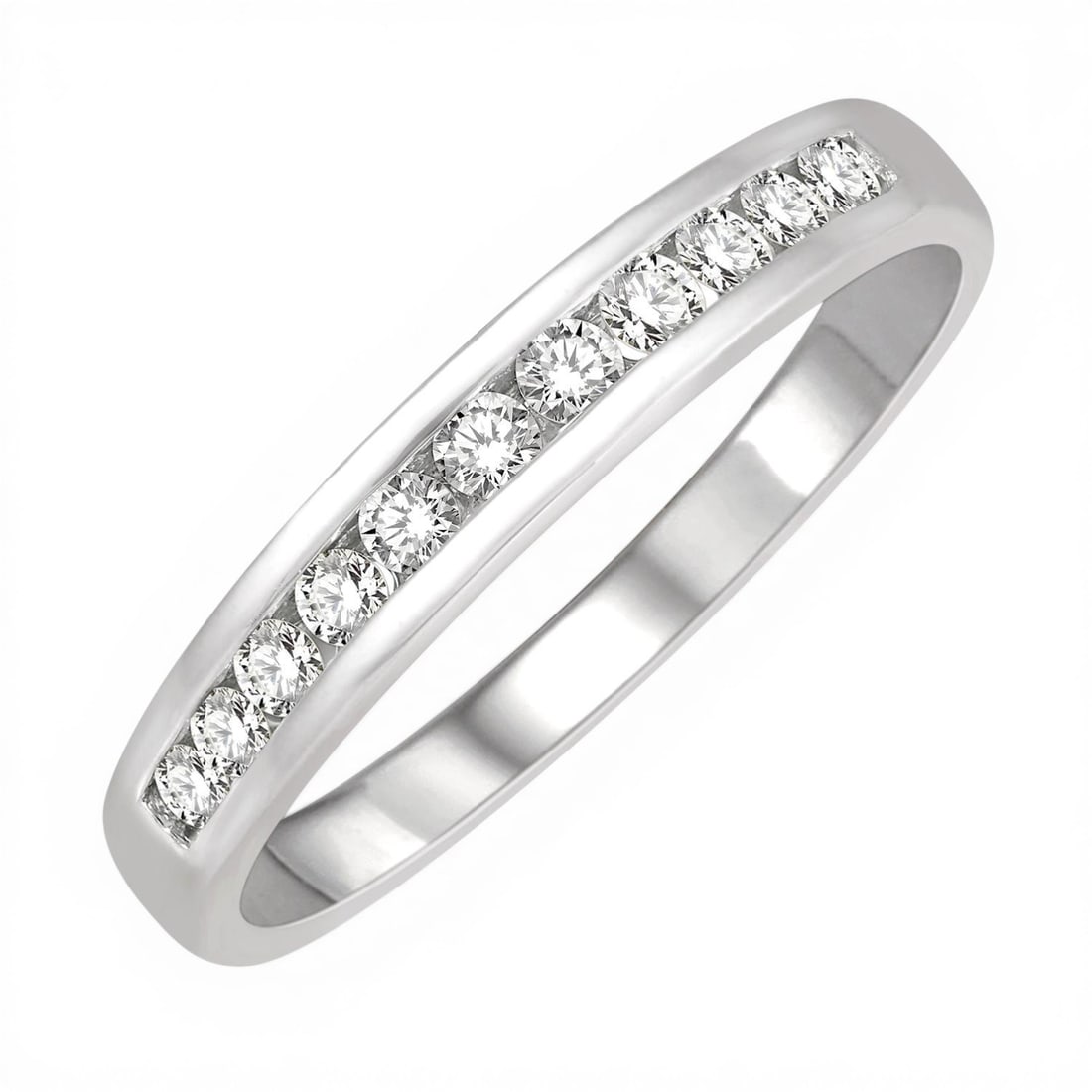 0.25ctw Diamond 14K White Gold Band Ring: A symphony of light and color, this stunning Channel Set Wedding Band ring featuring Natural Diamonds embodies the pinnacle of luxury. Securely held in a classic Channel-Set Band design, the ring is f