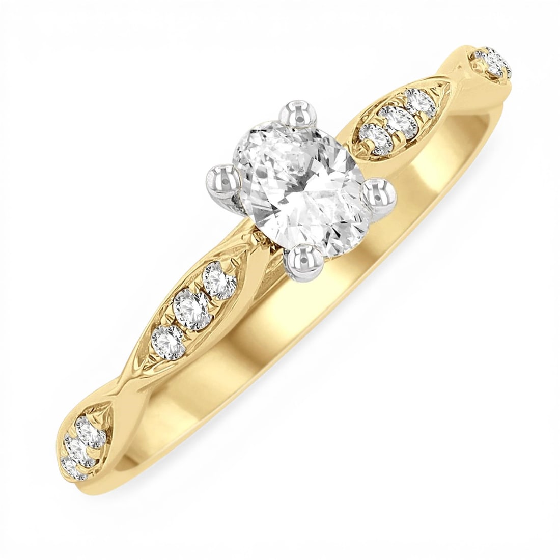 0.46ctw Oval Diamond Engagement 14K Yellow & White Gold Ring (1 of 3)