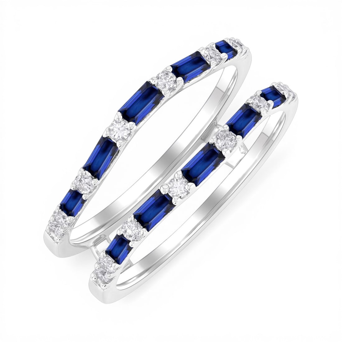 Blue Sapphire and 0.23ctw Diamond 14K White Gold Insert Ring (1 of 3)