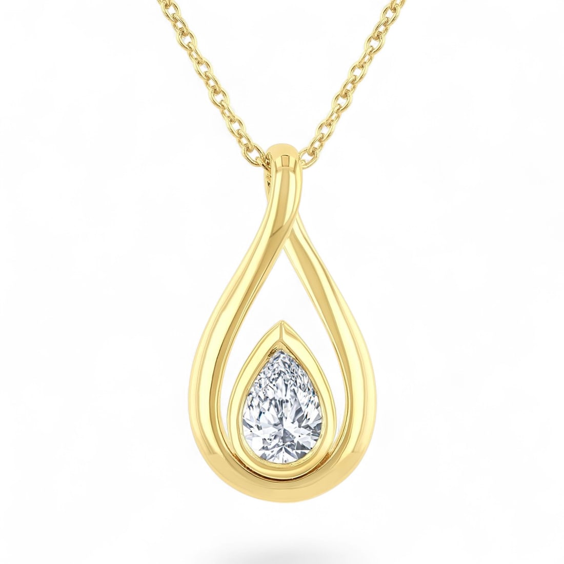 0.3 Ctw Nested Tear Drop Pear Cut Fashion White Diamond Modern 14K Yellow Gold Pendant - Certified: A vision of luxury, this stunning nested teardrop pear cut fashion pendant featuring Natural Diamonds defines sophistication. Securely held in a classic Bezel design, the pendant is forged from 1.3 gr