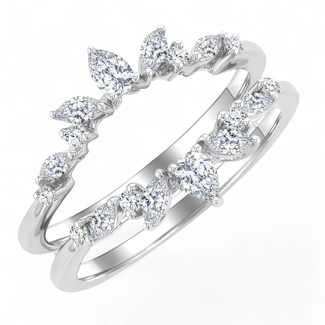 0.54 Ctw Insert White Diamond Modern 14K White Gold Ring - Certified: Timeless and sophisticated, this magnificent Insert ring featuring Natural Diamonds radiates enduring beauty. The gemstones are nestled within a Prong framework, supported by a substantial 4.45 gram 1
