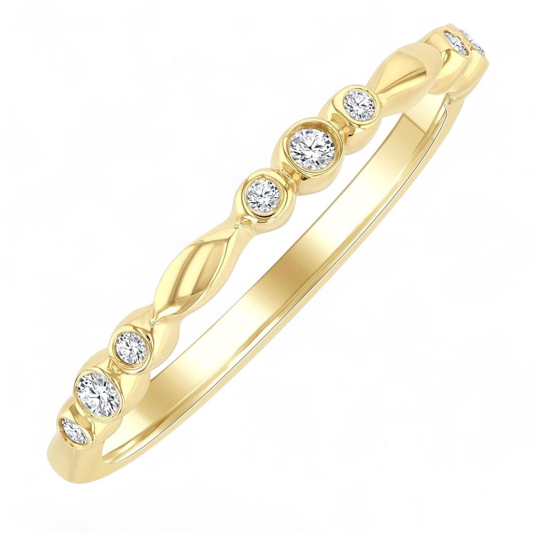 0.11 Ctw Stackable Band Diamond Modern 10K Yellow Gold Ring - Certified: Captured in a moment of brilliance, this magnificent Stackable Band ring featuring Natural Diamonds speaks to the connoisseur. The gemstones are nestled within a Band framework, supported by a substan