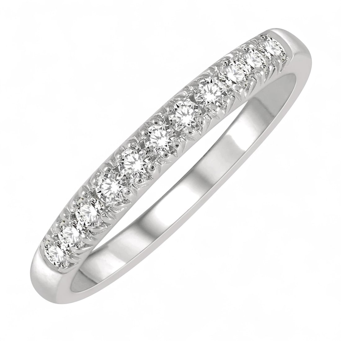 0.26 Ctw 11 Stone Round Cut Wedding Band Modern 14K White Gold Ring - Certified: Exuding opulence and grace, this magnificent 11 Stone Wedding Band ring featuring Natural Diamonds is crafted for the distinguished. Showcasing the gems in a Pave arrangement, the ring consists of 2.5