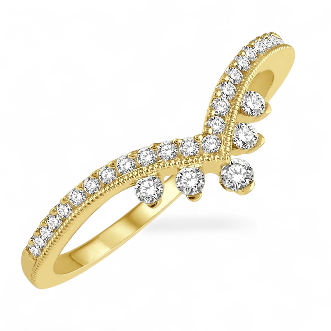 0.26 Ctw Chevron Shank White Diamond Modern 14K Yellow Gold Ring - Certified: A symphony of light and color, this stunning Chevron Shank ring featuring Natural Diamonds embodies the pinnacle of luxury. Expertly mounted in a Band setting, the ring is crafted in 2.0 grams of soli