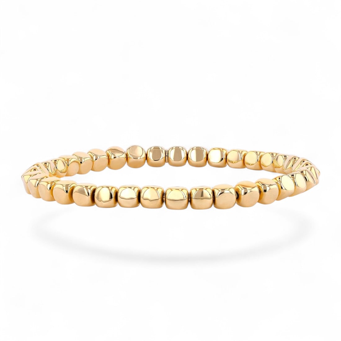 Sereno Gold-Bead Stretch Modern 18K Yellow Gold Bracelet - Certified: Epitomizing grandeur, this elegant Sereno Gold-Bead Stretch bracelet stands as a beacon of refined taste. Crafted in a Cluster arrangement, the bracelet consists of 12.0 grams of 18K Yellow Gold. This