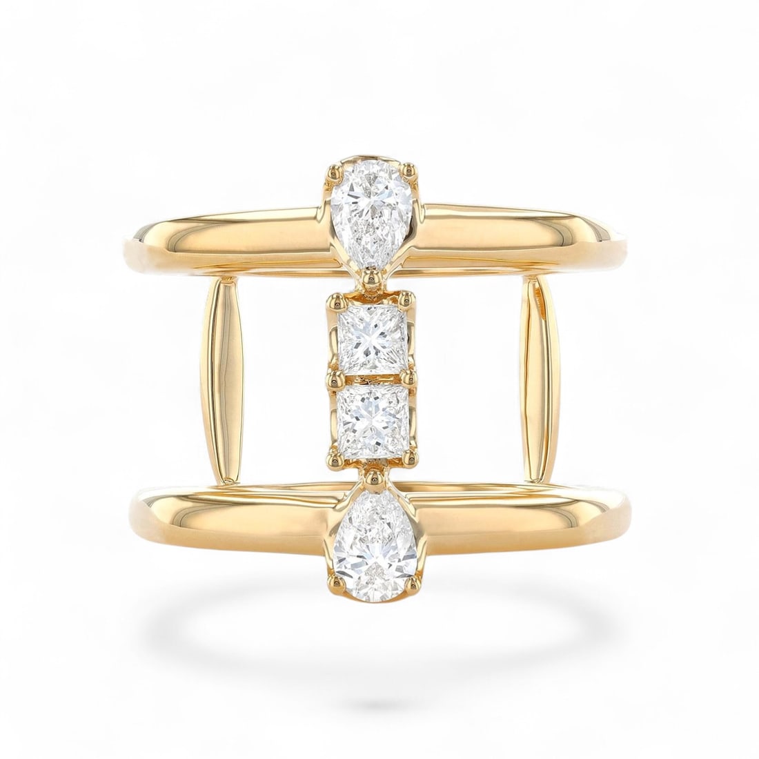 0.78 Ctw Paradox Line White Diamond Modern 18K Yellow Gold Ring - Certified: Rare and radiant, this magnificent Paradox Line ring featuring Natural Diamonds offers a touch of the extraordinary. Showcasing the gems in a Multi-Stone arrangement, the ring consists of 8.65 grams o