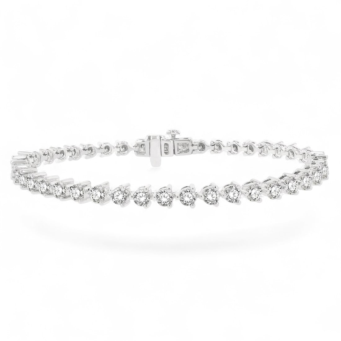 5.95 Ctw 3-Prong Tennis Round White Diamond Modern 14K White Gold Bracelet - Certified: A symphony of light and color, this stunning 3-Prong Tennis bracelet featuring Natural Diamonds embodies the pinnacle of luxury. Expertly mounted in a Prong setting, the bracelet is crafted in 12.1 gr