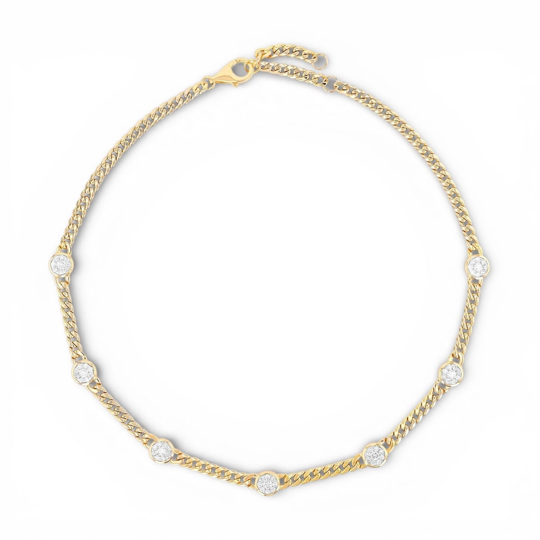 2.47 ctw Diamond Fiori Linq Cluster 18k Yellow & White Gold Necklace: Captured in a moment of brilliance, this magnificent Fiori Linq Cluster necklace featuring White Diamond speaks to the connoisseur. The gemstones are nestled within a Station/Bezel framework, supporte
