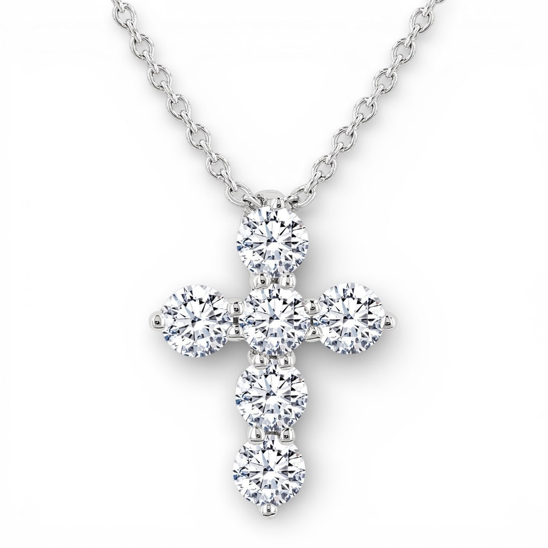 0.36 ctw Diamond Christian Cross 14K White Gold Pendant: Exuding opulence and grace, this elegant Christian Cross pendant featuring White Diamond is crafted for the distinguished. A detailed Cluster gallery secures the stones, rendered in 0.3 grams of lustr