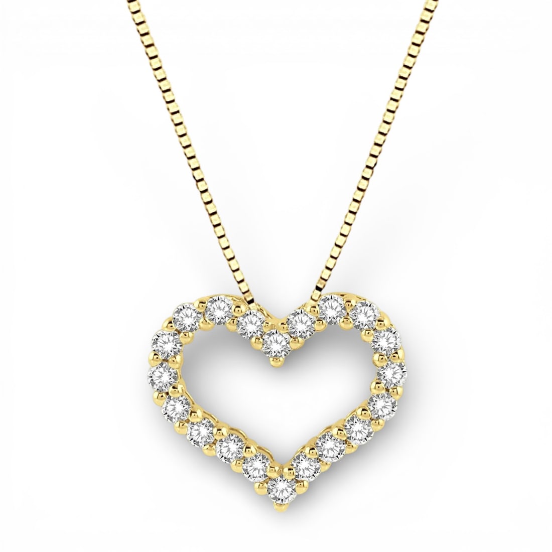 0.50 ctw White Diamond Heart Shape Pendant 14K Yellow Gold: A testament to superior craftsmanship, this elegant Heart Shape pendant featuring White Diamond is unparalleled. Showcasing the gems in a Frame arrangement, the pendant consists of 1.05 grams of 14K Y