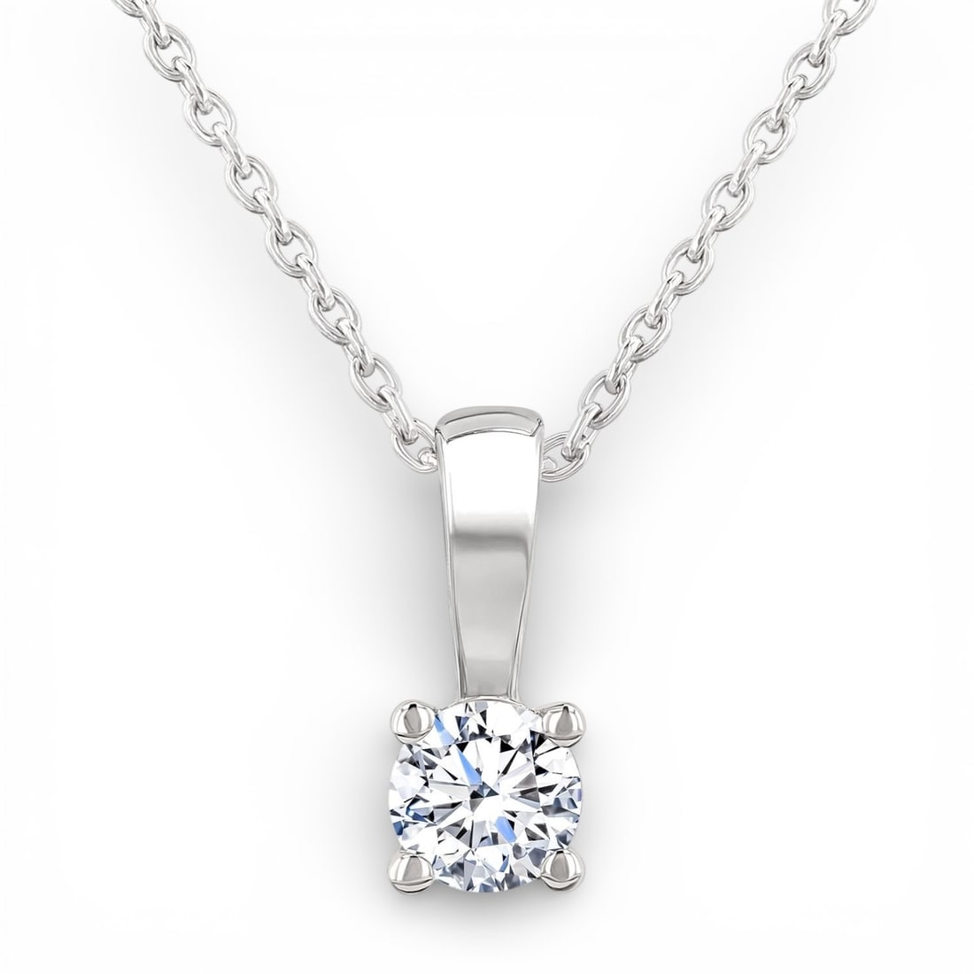 0.20 ctw Diamond Solitaire 14K White Gold Pendant: An exquisite masterpiece of haute joaillerie, this elegant Solitaire necklace featuring White Diamond is a true treasure. Crafted with precision, the Solitaire Drop setting is seamlessly integrated in