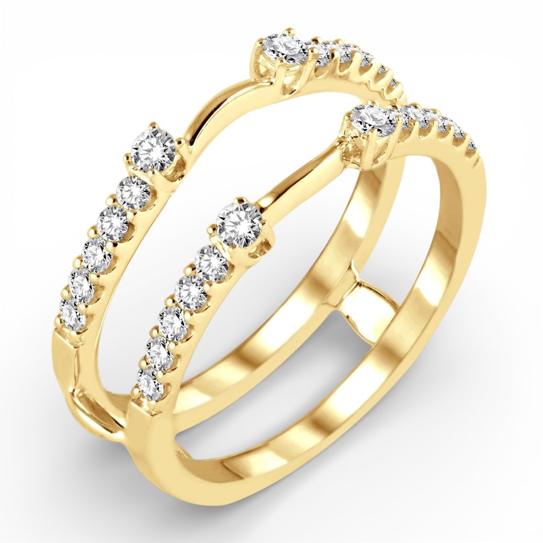 0.44 ctw White Diamond 14K Yellow Gold Insert Ring: Defining modern elegance, this stunning Insert ring featuring White Diamond captures the essence of style. Securely held in a classic Insert/Guard design, the ring is forged from 3.8 grams of high-pol