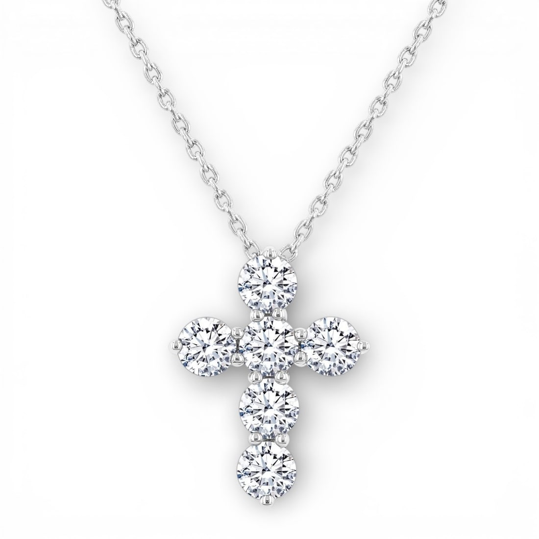 0.75 ctw Diamond Christian Cross 14K White Gold Pendant Necklace: Rare and radiant, this elegant Christian Cross pendant necklace featuring White Diamond offers a touch of the extraordinary. Showcasing the gems in a Cluster arrangement, the pendant necklace consists