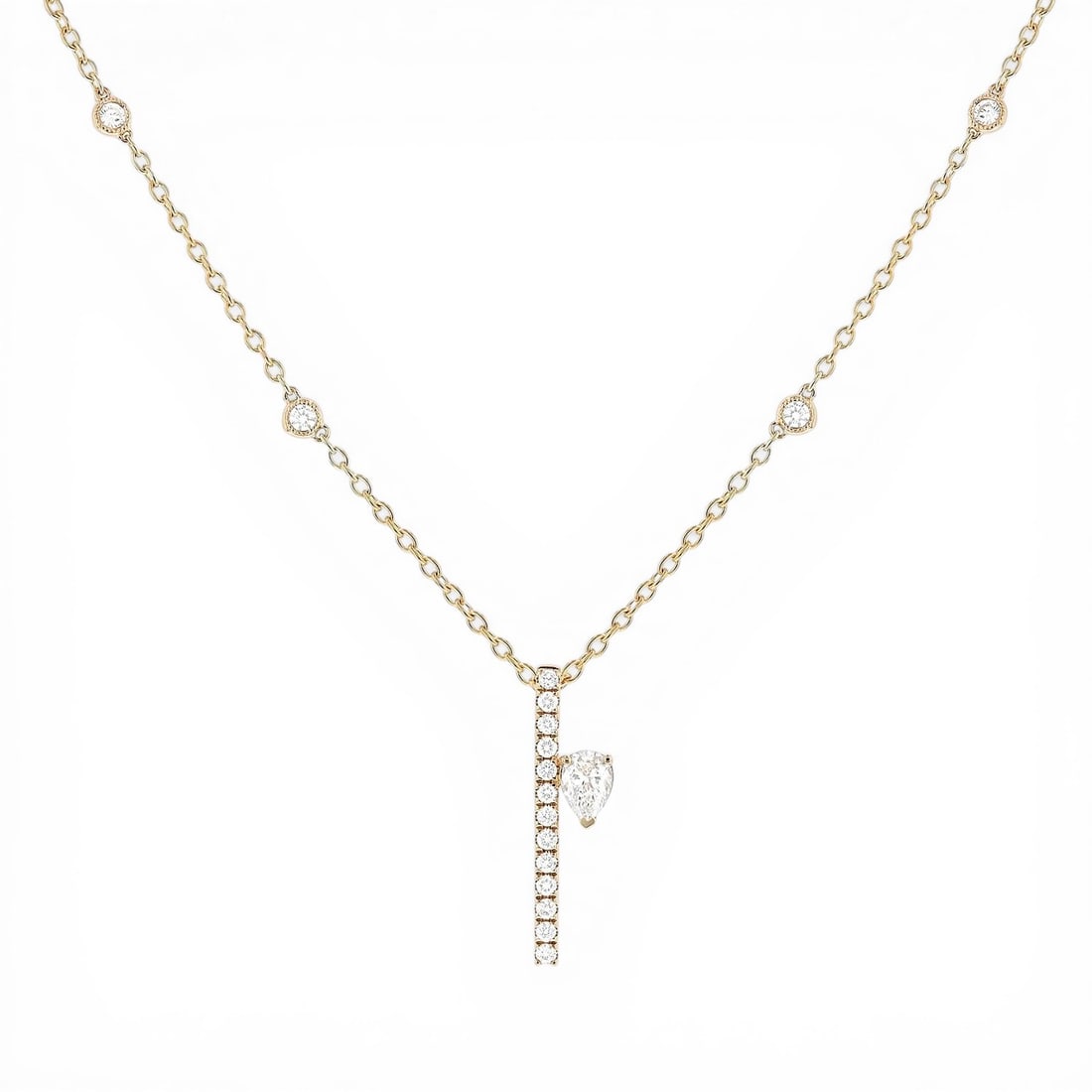 0.71 ctw Diamond 18K Yellow Gold Pendant: Defining modern elegance, this stunning Paradox Drift pendant featuring White Diamond captures the essence of style. Expertly mounted in a Drop setting, the pendant is crafted in 1.05 g of solid 18K Y