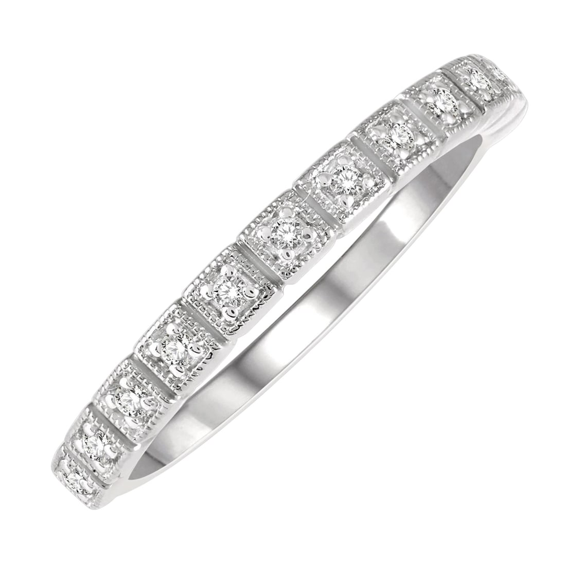 0.10 ctw Diamond Stackable Band Ring 14K White Gold (1 of 3)