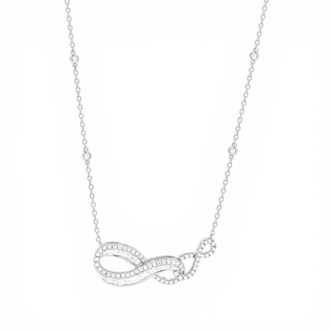 1.92 ctw Baguette & Round Diamond Double Infinity 18K White Gold Pendant (1 of 2)