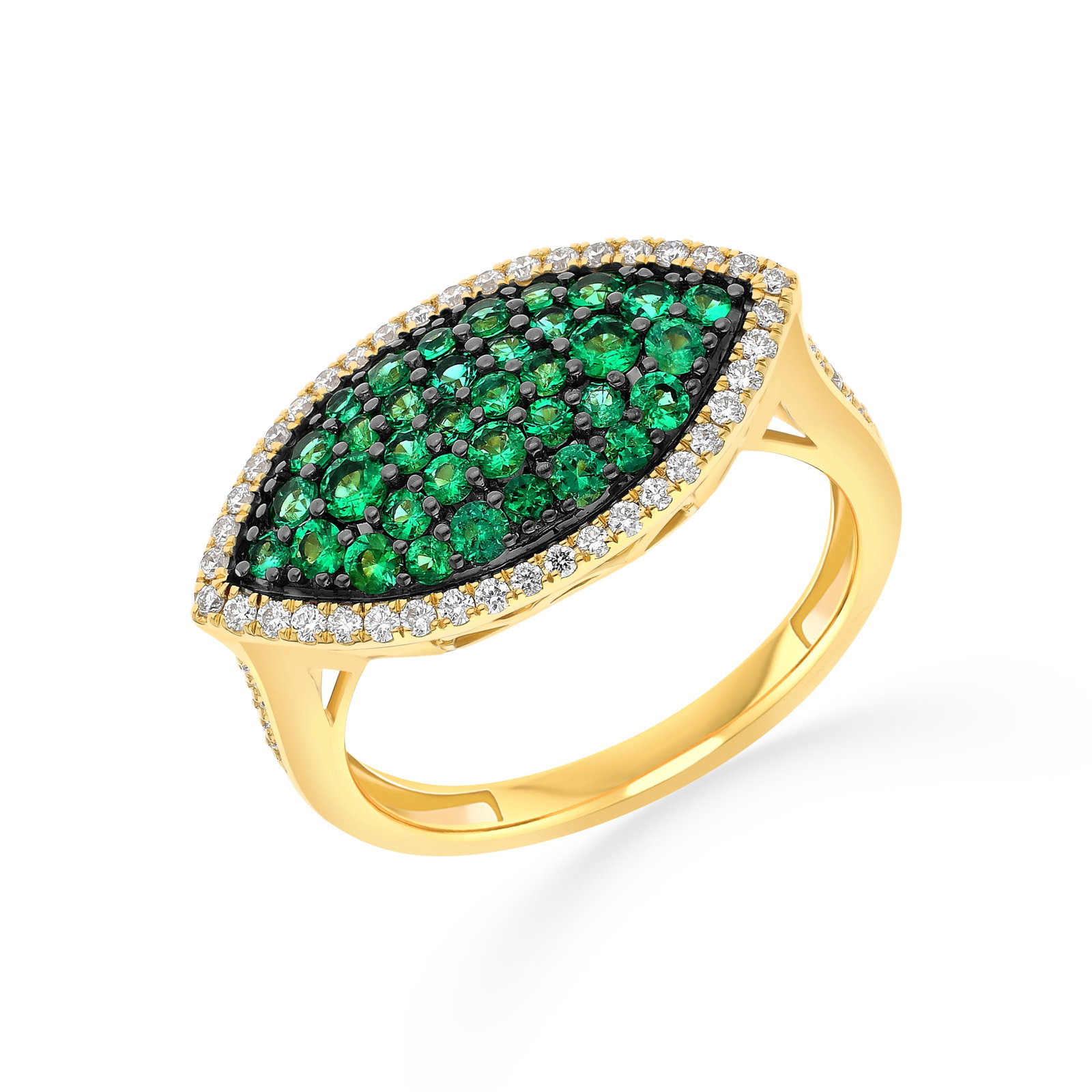 0.58ct Emerald and 0.25ctw White Diamond 18K Yellow Gold Marquise Ring (1 of 1)