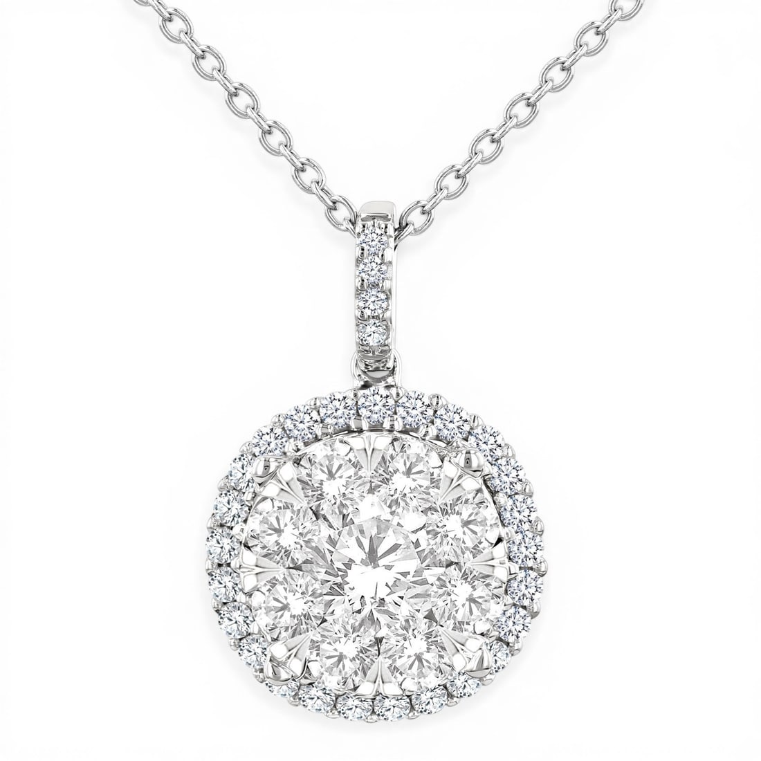 2.00 ctw Cluster Round Diamond Pendant 14K White Gold (1 of 3)