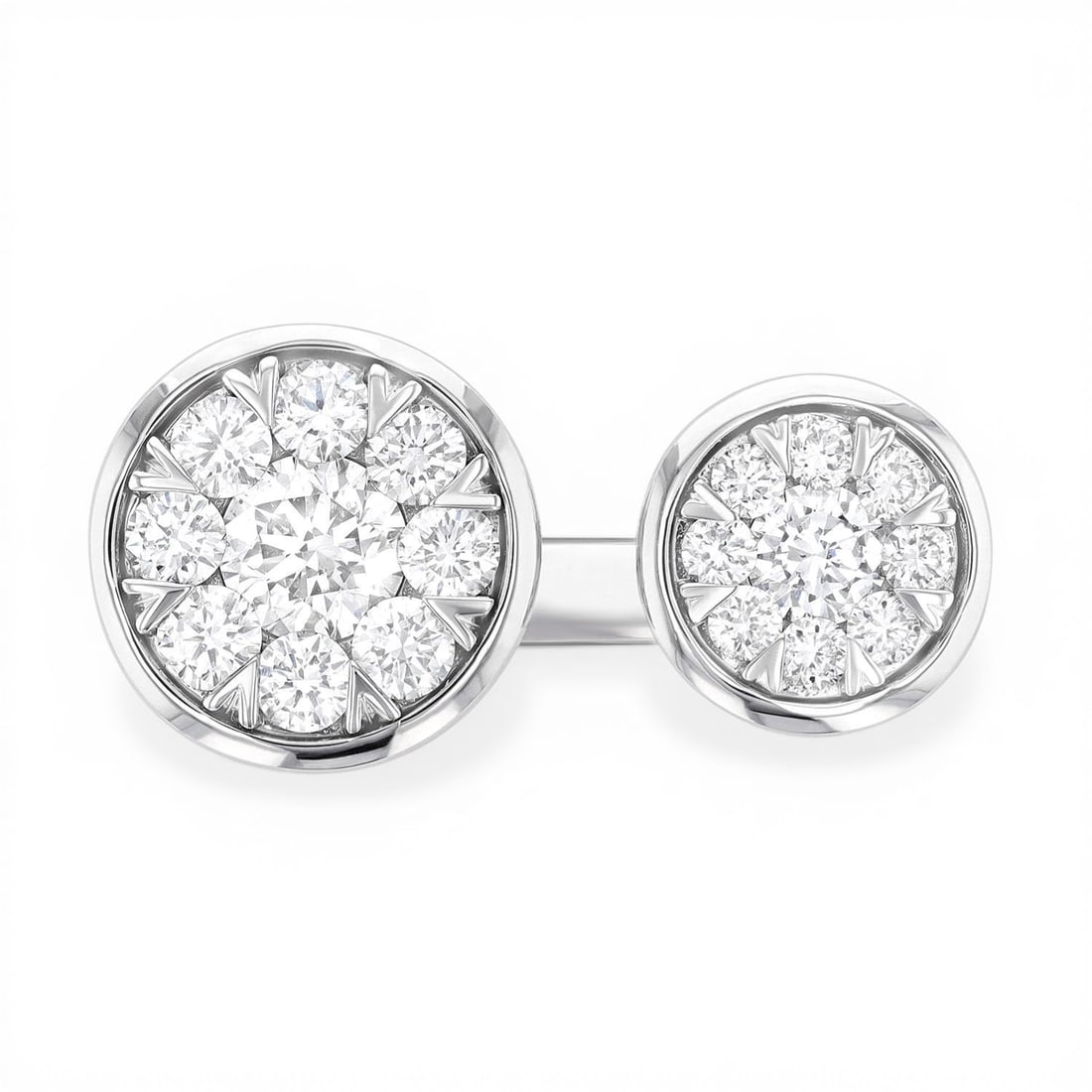 0.78 ctw White Diamond Toi Et Moi Cluster 18K White Gold Ring (1 of 3)