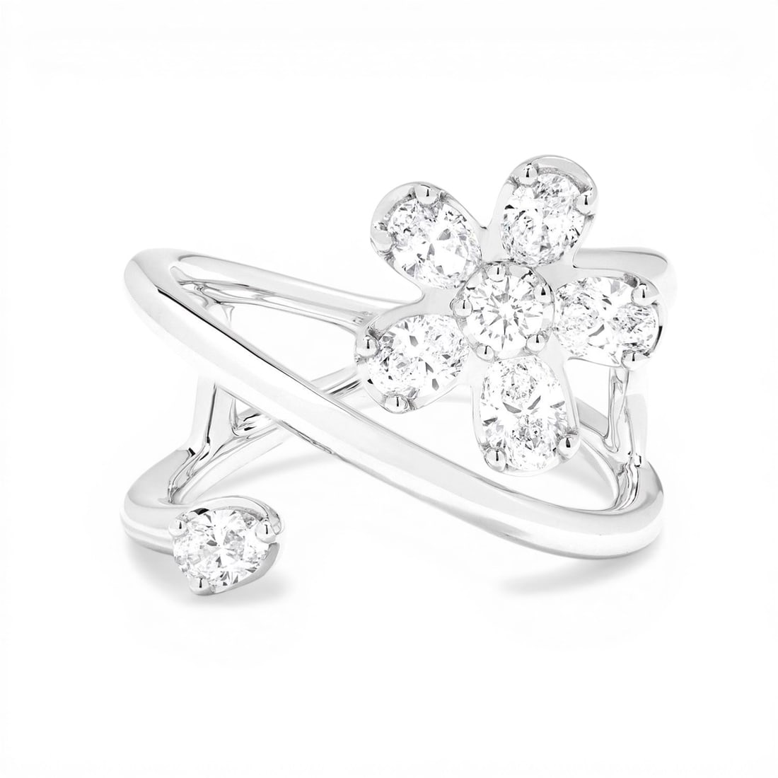 1.15 ctw Floating Flower Paradox Diamond 18K White Gold Ring (1 of 3)