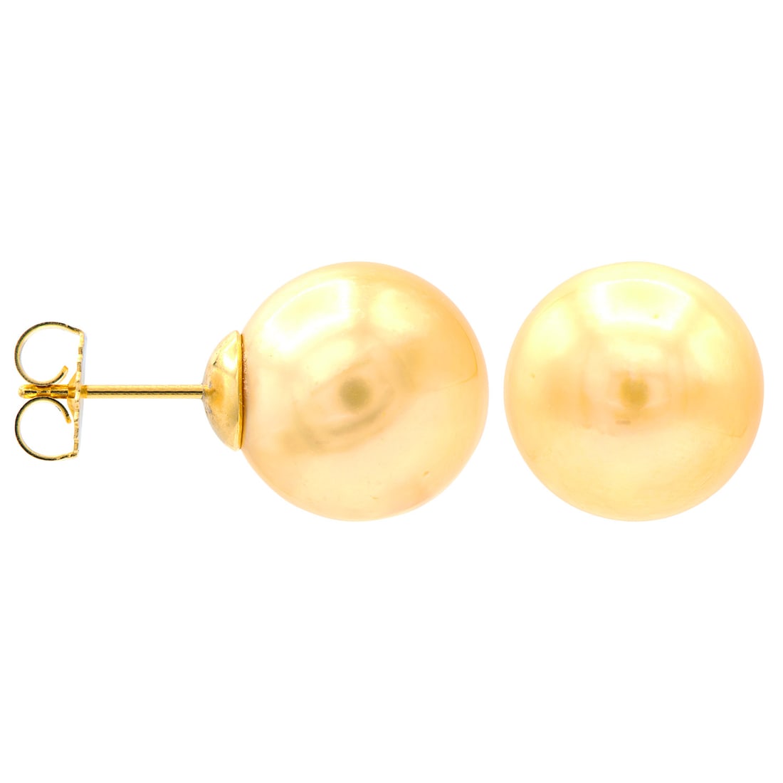 South Sea Pearl Stud Earrings with Diamonds in 14k Yellow Gold: A harmonious blend of elegance and sophistication, these exquisite stud earrings feature lustrous South Sea Pearls as the centerpiece. Set in a sleek 14k Yellow Gold, the earrings exude a Modern charm
