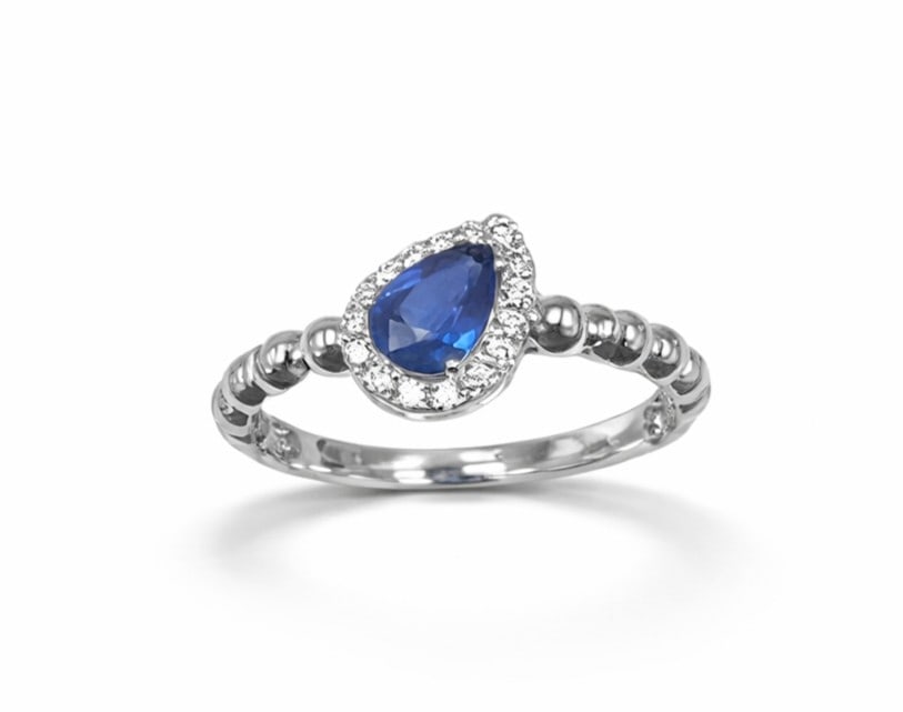 0.79ct Sapphire and 0.14ctw Diamond 14K White Gold Ring: A testament to superior craftsmanship, this stunning Halo ring featuring Blue Sapphire, White Diamond is unparalleled. Crafted with precision, the Halo setting is seamlessly integrated into 2.02 grams