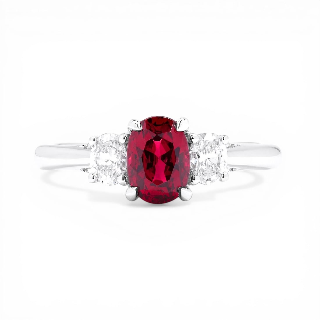 Oval Ruby and 0.47 ctw White Diamond 18k White Gold Ring (1 of 3)