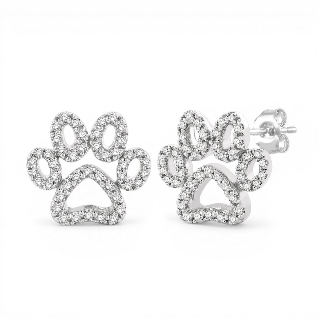 Petite Dog Paw 0.23ctw Diamond 10K White Gold Stud Earrings: A vision of luxury, this elegant Dog Paw pair of earrings featuring White Diamond defines sophistication. Expertly mounted in a Pave setting, the earrings are crafted in 1.3 grams of solid 10K White G