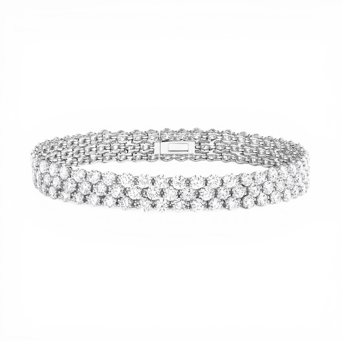 Duchess Three Row 12.74 ctw White Diamond Platinum Tennis Bracelet (1 of 2)