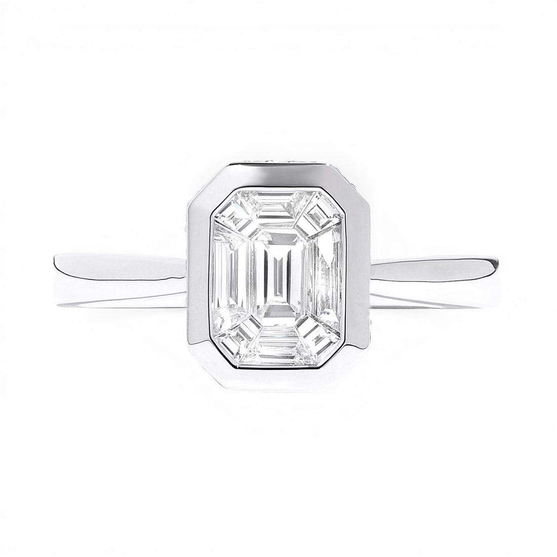 0.76 ctw Diamond Solitaire Bezel Set 18K White Gold Ring: Exuding opulence and grace, this elegant Classic Solitaire ring featuring White Diamond is crafted for the distinguished. Showcasing the gems in a Bezel Solitaire arrangement, the ring consists of 4.9