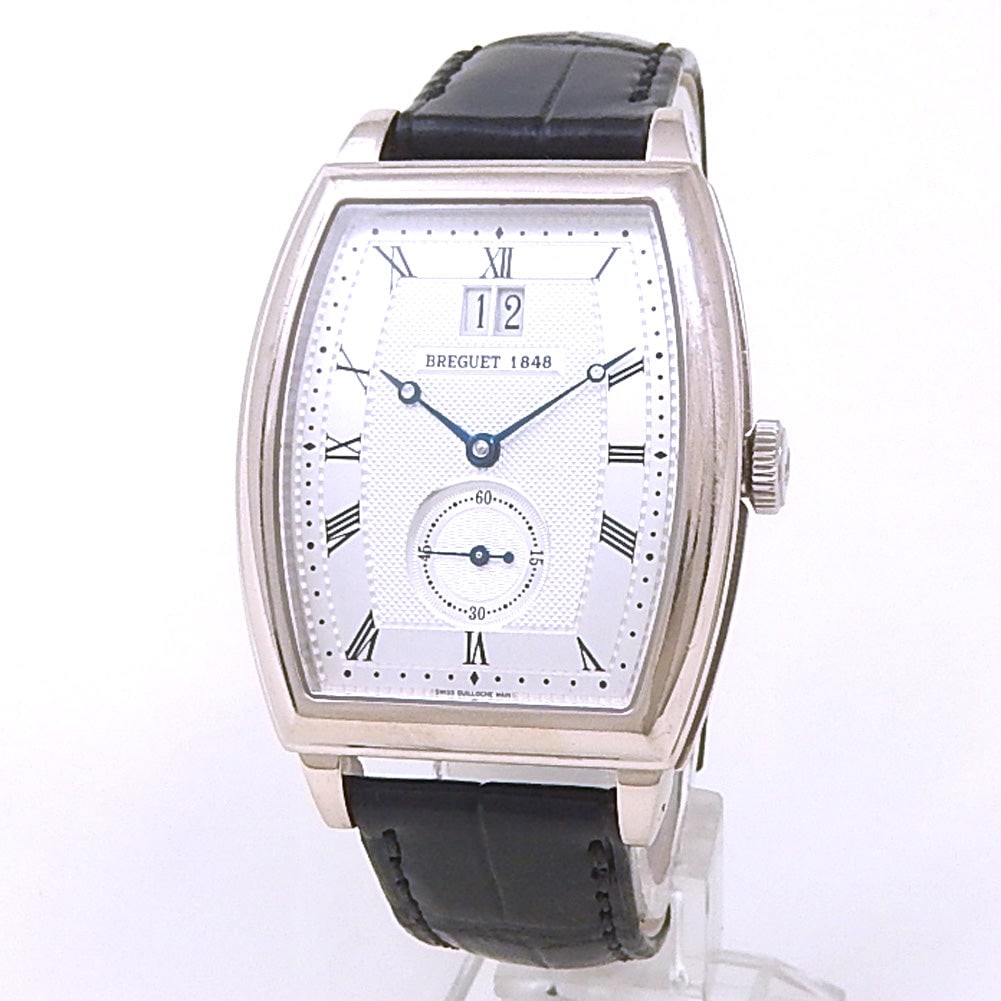 Breguet Heritage Big Date 5480BB/12/996 18k White Gold Silver Dial: This exquisite Breguet Heritage Big Date, reference 5480BB/12/996, exemplifies the brand's mastery of the tonneau form. Encased in lustrous 18k white gold, its elegant silhouette is perfectly compleme