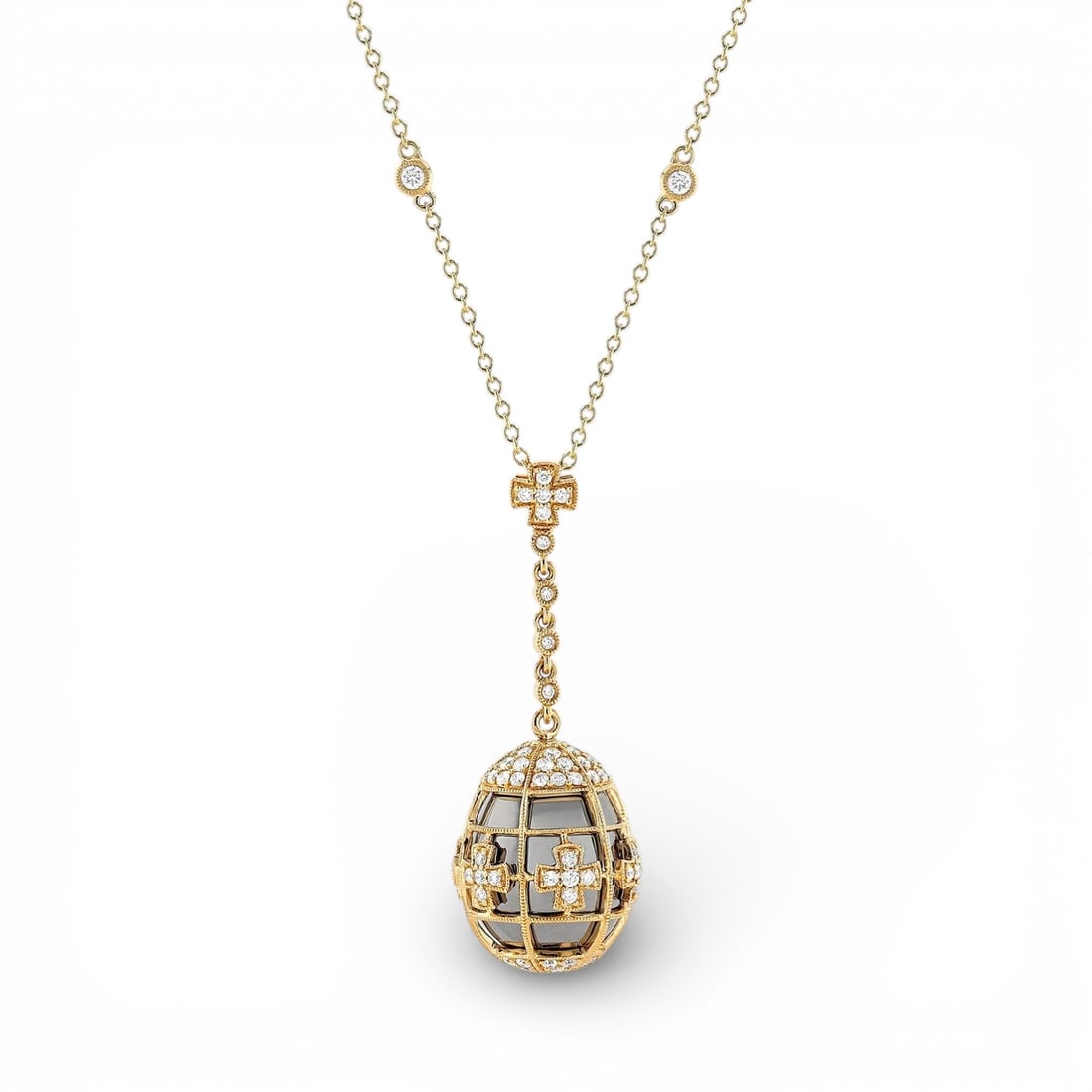 1.31 ctw White Diamond Mademoiselle Cage Drop 18K Yellow & White Gold Pendant Necklace: A symphony of light and color, this breathtaking Cage Drop necklace featuring Natural Diamonds embodies the pinnacle of luxury. Expertly mounted in a Cage/Drop setting, the necklace is crafted in 6.9 