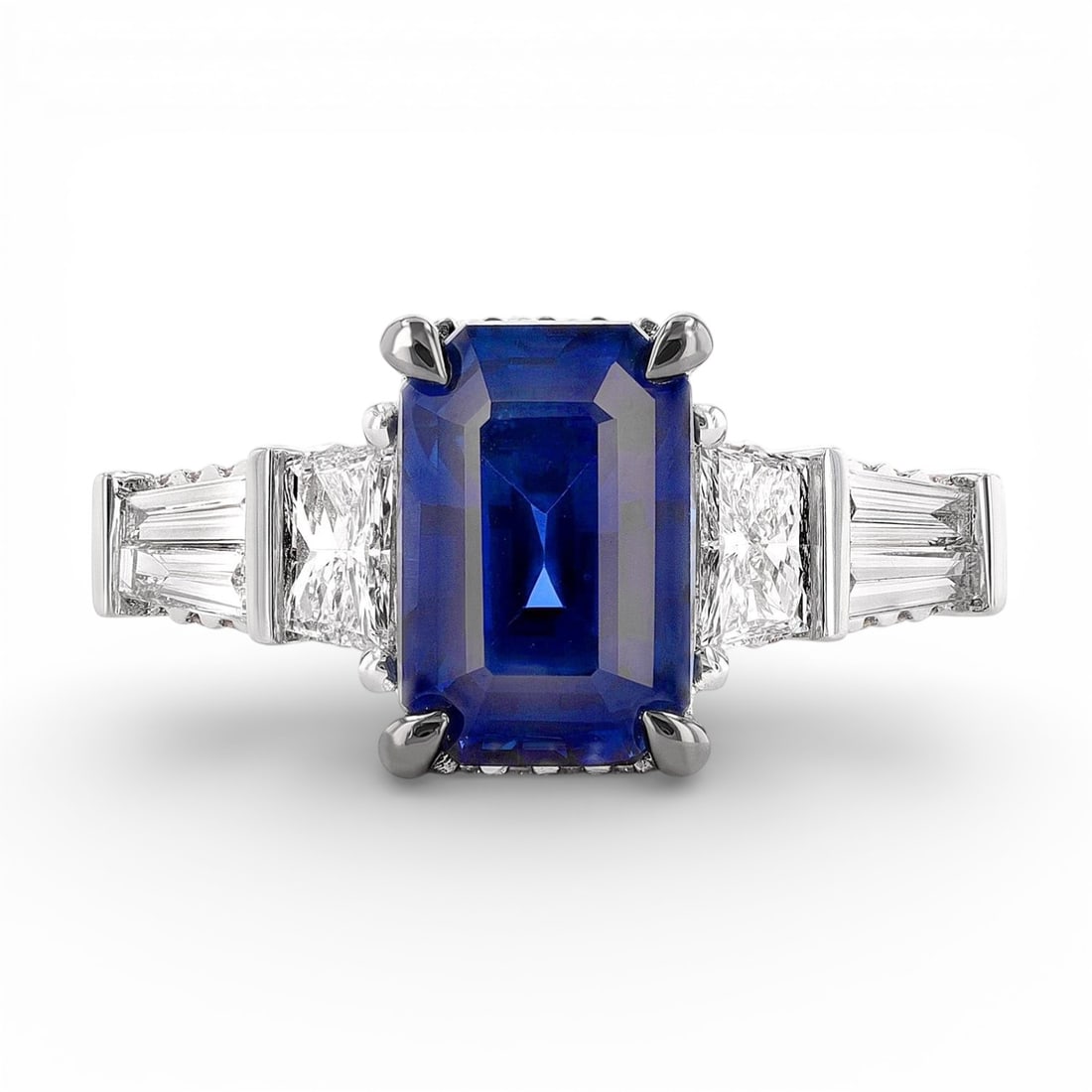 Kaleidoscope Blue Sapphire and 0.87 ctw Diamond Platinum Ring: A symphony of light and color, this breathtaking Kaleidoscope ring featuring Blue Sapphire, White Diamond embodies the pinnacle of luxury. The gemstones are nestled within a Three-Stone framework, sup