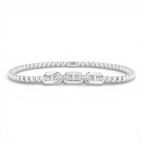 6.5in Sereno Stretch Bead 0.04 ctw Diamond 18K White Gold Bracelet