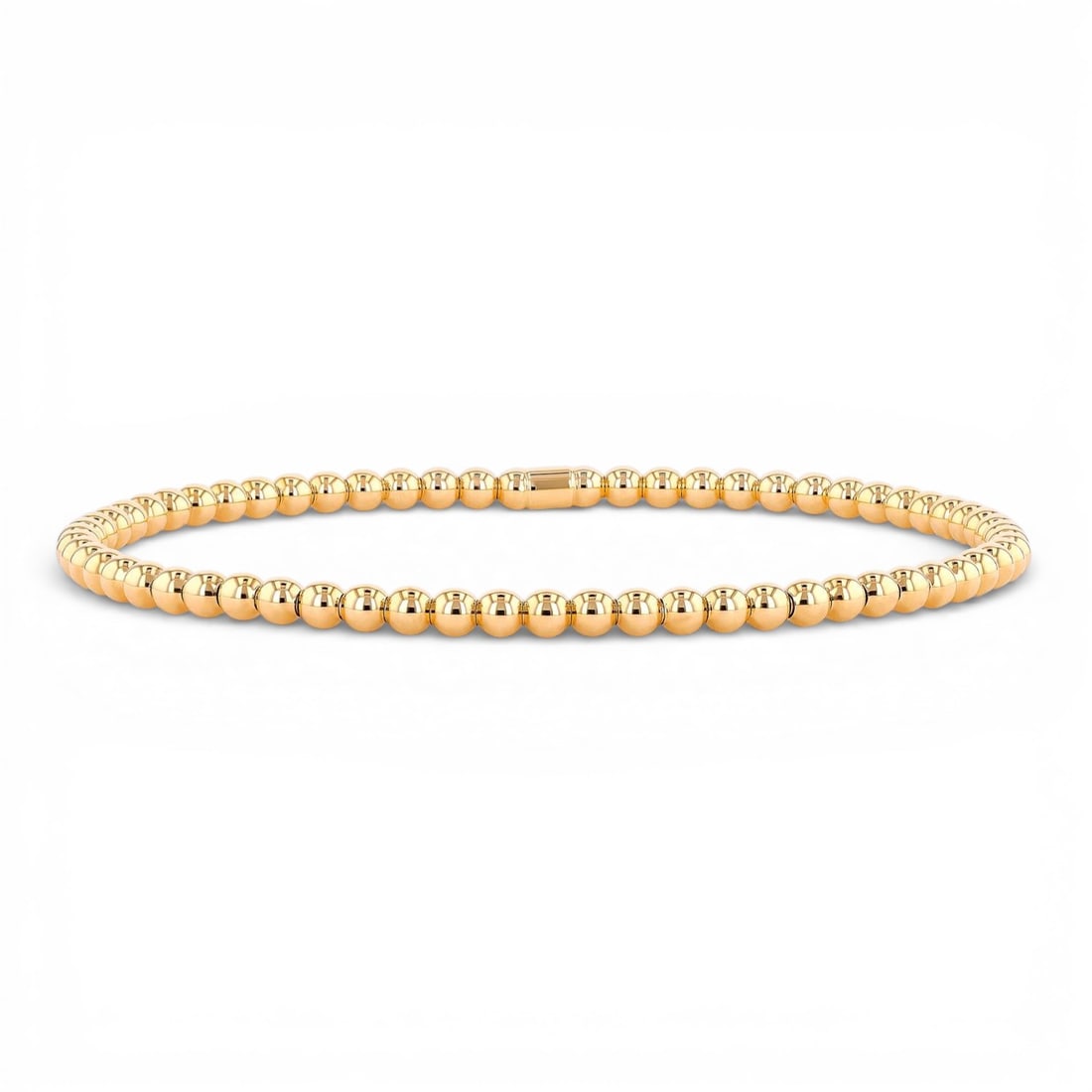 Sereno Gold Bead Stretch 18K Yellow Gold Bracelet: Exuding opulence and grace, this elegant Gold Bead Stretch bracelet featuring solid gold is crafted for the distinguished. Expertly crafted in a bead setting, the bracelet is crafted in 6.2 g of solid