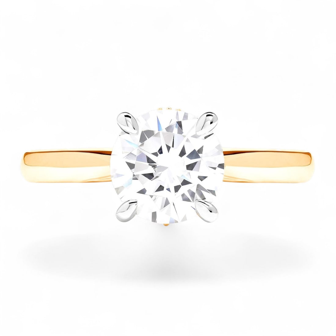0.43 Ctw Bridal Solitaire Engagement White Diamond Modern 14K Yellow White Gold Ring - Certified (1 of 3)