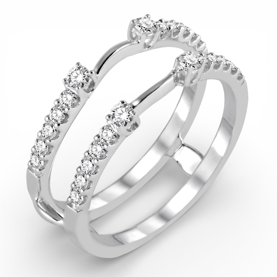 0.44 ctw White Diamond 14K White Gold Insert Ring: Captured in a moment of brilliance, this stunning Insert Ring featuring White Diamond speaks to the connoisseur. Securely held in a classic Insert/Enhancer design, the ring is forged from 3.8 grams of