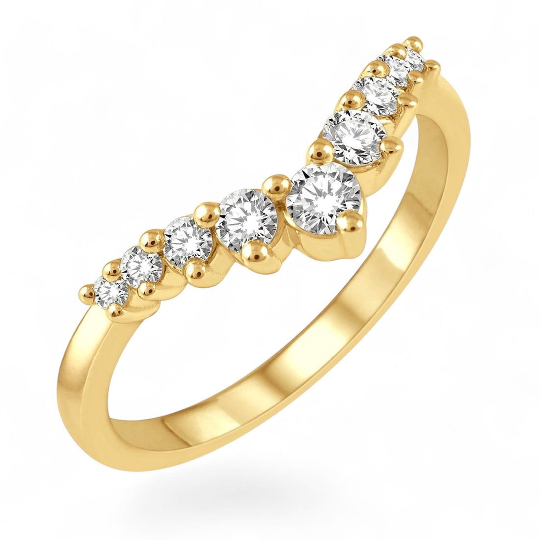 0.33 Ctw Chevron White Diamond Modern 14K Yellow Gold Ring - Certified (1 of 3)