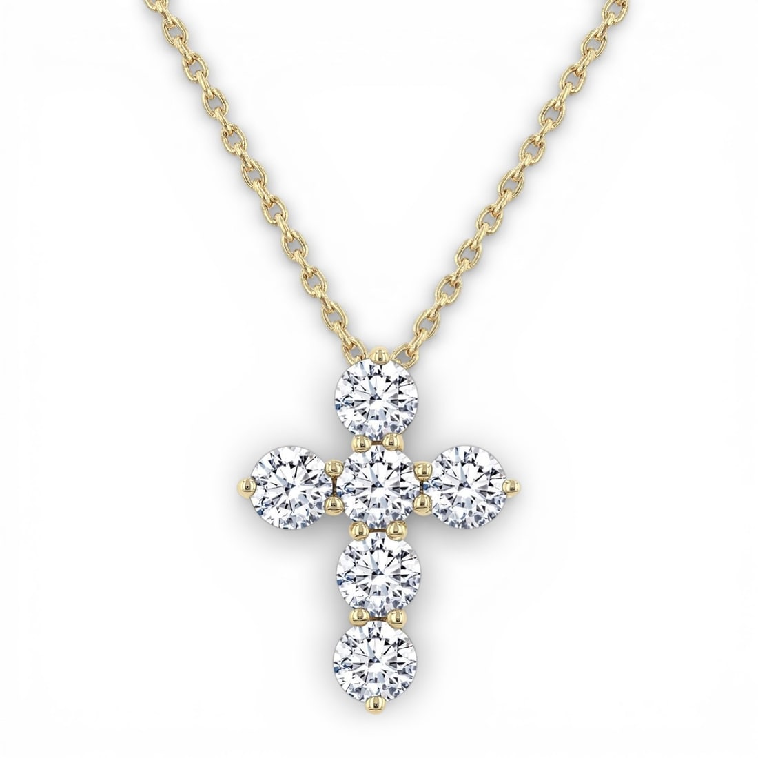 0.75 ctw Diamond Christian Cross 14K Yellow Gold Pendant: Epitomizing grandeur, this magnificent Christian Cross pendant featuring White Diamond stands as a beacon of refined taste. A detailed Cluster gallery secures the stones, rendered in 0.55 grams of lus