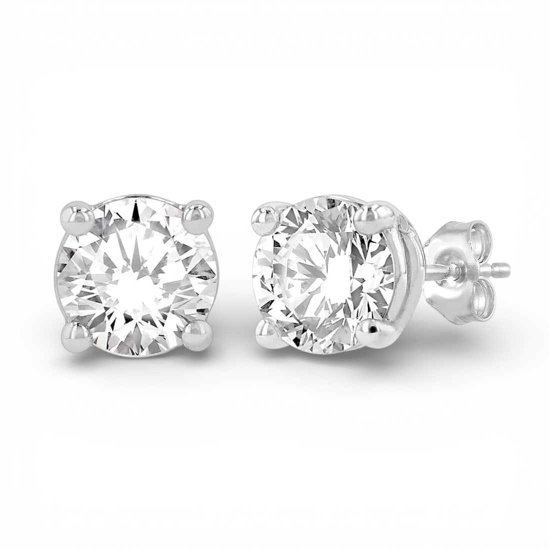 1.26 ctw Round Cut Diamond Stud 14K White Gold Earrings (1 of 3)