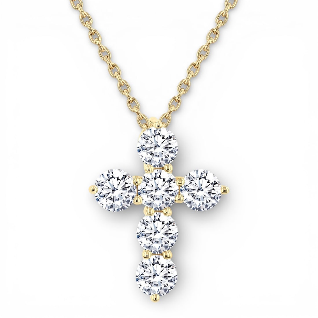 1.01 ctw Diamond Christian Cross 14k Yellow Gold Pendant: Epitomizing grandeur, this magnificent Christian Cross pendant necklace featuring White Diamond stands as a beacon of refined taste. Crafted with precision, the Cluster setting is seamlessly integrate