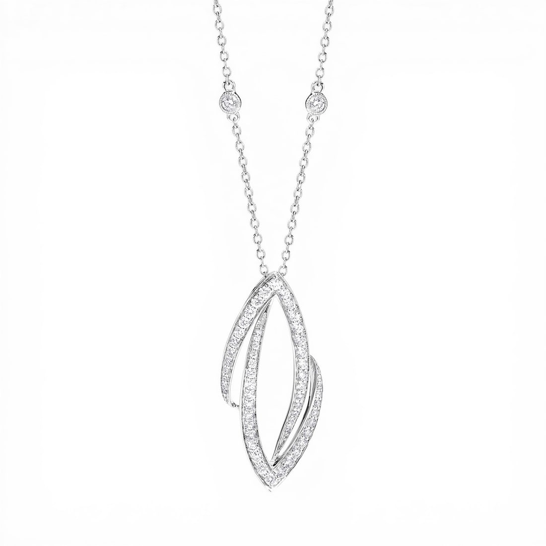 0.88 ctw White Diamond Duchess Allure 18K White Gold Pendant Necklace: Defining modern elegance, this breathtaking Allure pendant featuring Natural Diamonds captures the essence of style. The gemstones are nestled within a Pave framework, supported by a substantial 3.73 