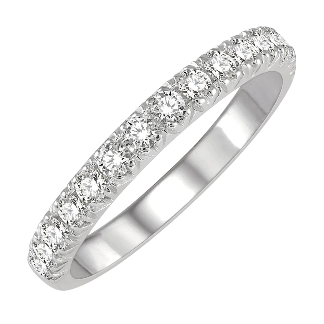 0.50 ctw 15-Stone Diamond Pave 14K White Gold Band Ring (1 of 3)