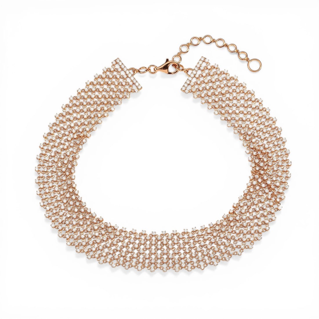 12.82 ctw White Diamond 18K Rose Gold Silk Choker Necklace (1 of 3)