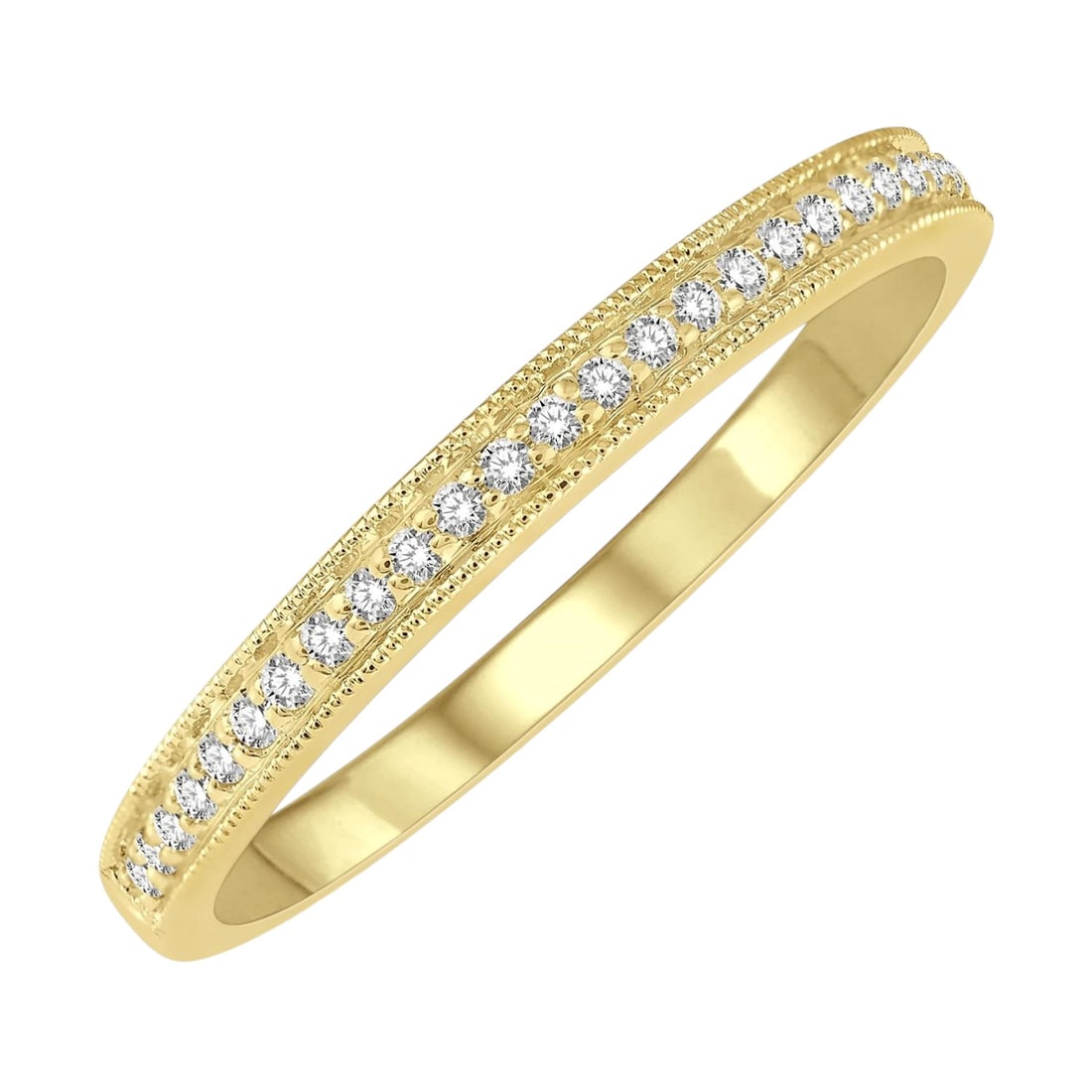 0.11 ctw White Diamond Pave 14K Yellow Gold Band Ring: Defining modern elegance, this elegant Pave ring featuring White Diamond captures the essence of style. Securely held in a classic Band design, the ring is forged from 2.0 grams of high-polish 14K Yel