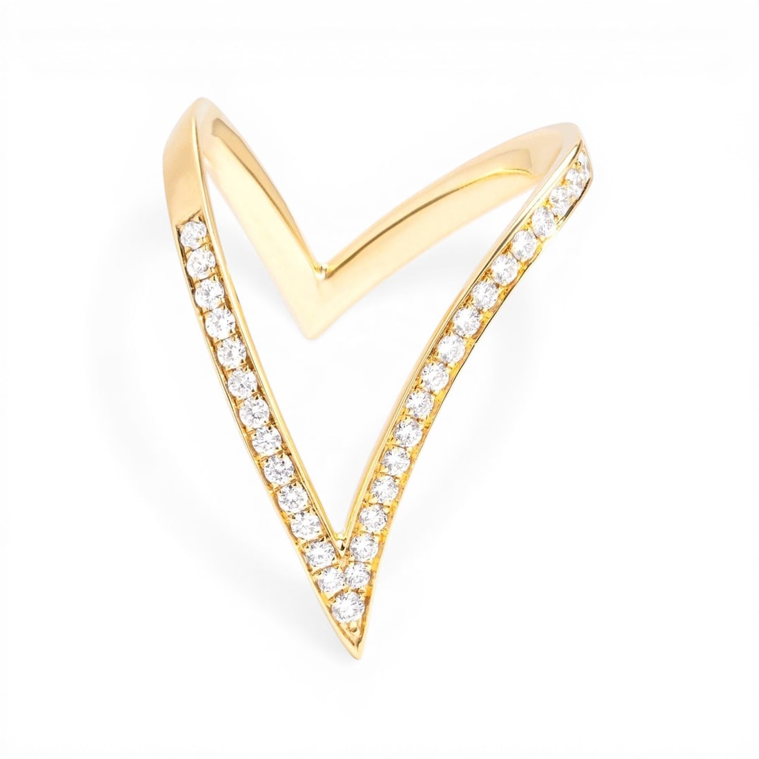 0.41 ctw Diamond Funky Fashion Ring 18K Yellow Gold: Exuding opulence and grace, this magnificent Funky ring featuring White Diamond is crafted for the distinguished. Crafted with precision, the Pave setting is seamlessly integrated into 4.95 grams of 1