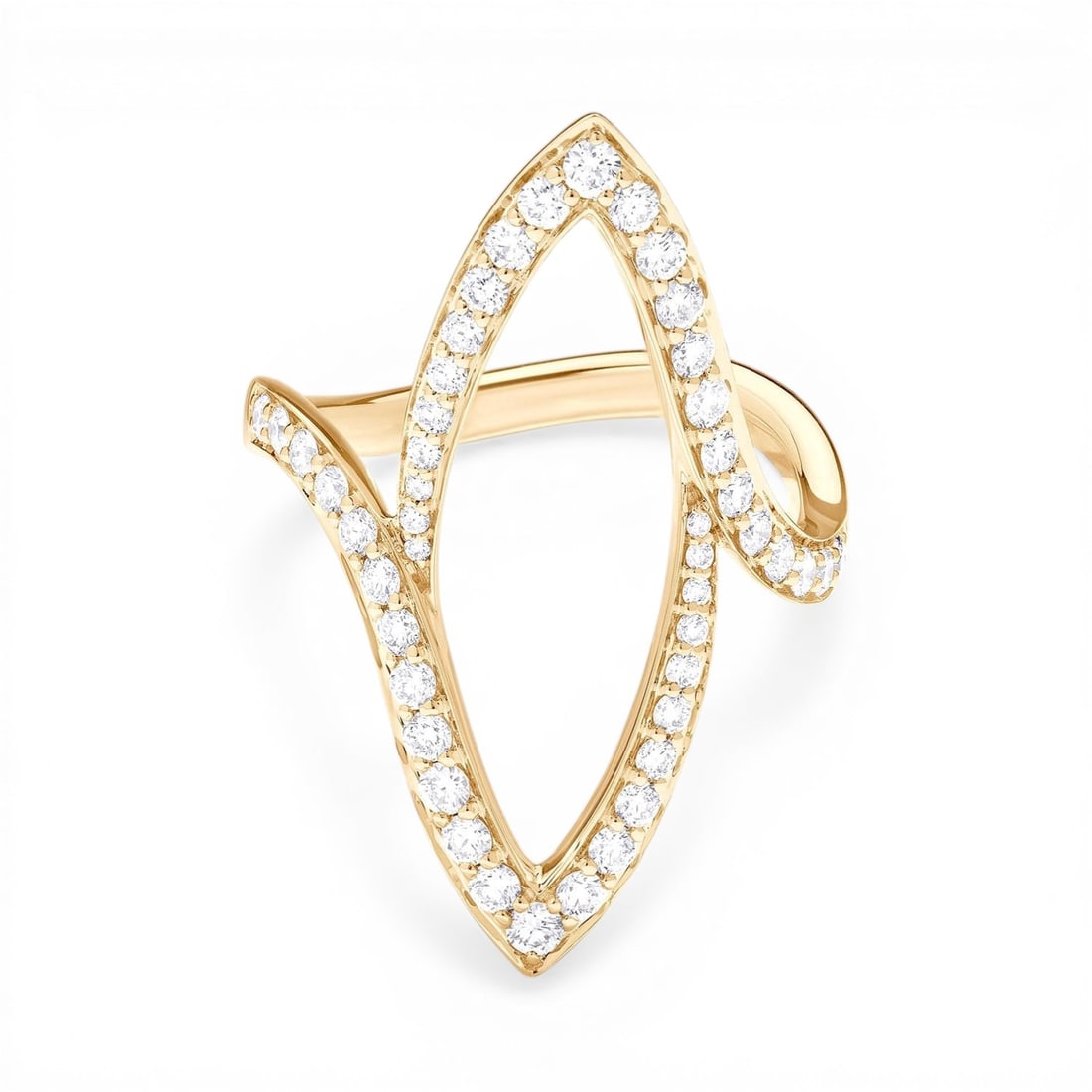 Duchess Allure 0.77 ctw White Diamond 18K Yellow Gold Ring: Timeless and sophisticated, this elegant Sculptural Bypass ring featuring White Diamond radiates enduring beauty. Expertly mounted in a Sculptural Bypass setting, the ring is crafted in 6.25 grams of 