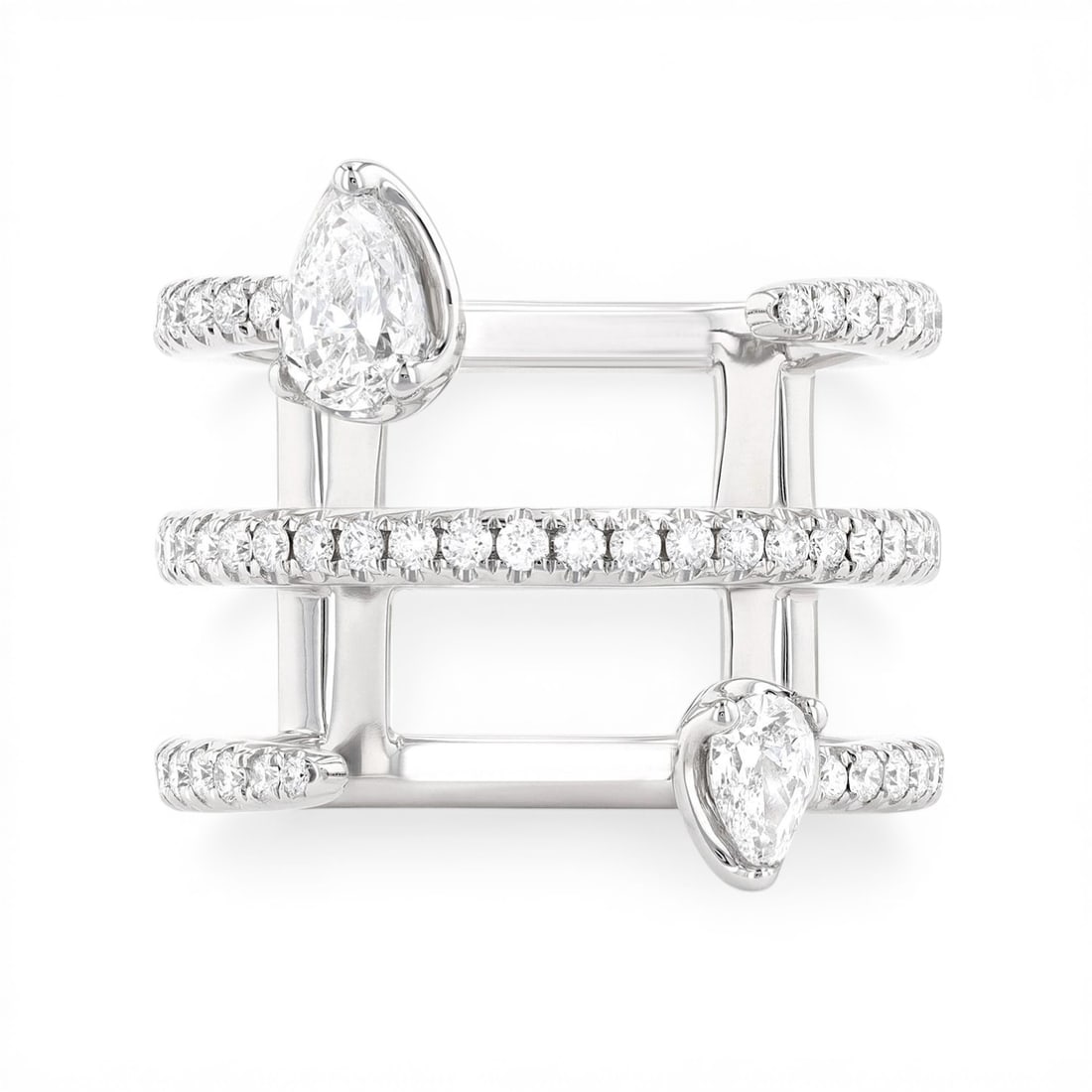 1.14 ctw Floating Diamond 3-Row Paradox 18K White Gold Ring (1 of 3)