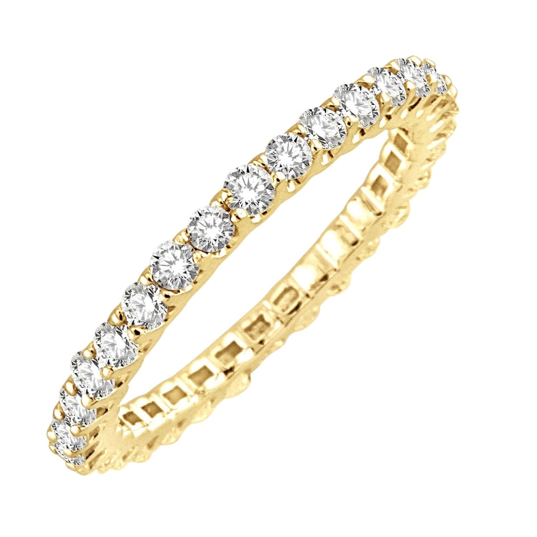 1.09 ctw Diamond Eternity Band 14K Yellow Gold Ring: A symphony of light and color, this stunning Eternity ring featuring White Diamond embodies the pinnacle of luxury. Expertly mounted in a Prong setting, the ring is crafted in 1.5 grams of solid 14K Y